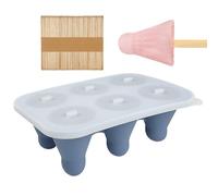 Molde de silicona para helados, diseño de 6 compartimentos con tapa y fácil extracción, molde para cubitos de hielo de silicona con palillos | Para fondant, caramelo, postres, brownie, pasteles