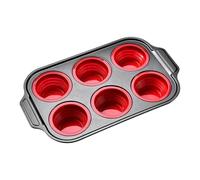 Molde de silicona para hornear - Molde de magdalena de 6 cavidades antiadherentes y fácil de liberar | Moldes de silicona para hornear | Para Horno, Airfryer, Freír, Hornear, Pan, Postre, Chocolate