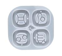 Molde De Silicona Para Horóscopo De Astrología, Kit De Fundición De Colgante De Resina Del Zodíaco De 12 Cavidades, Molde Artesanal Flexible | DIY Llavero Epoxi Herramienta De Fabricación De Joyas Par