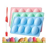 Molde de silicona para huevos de Pascua | 3 piezas, 8 cavidades, fácil desmoldeo - Moldes de Huevo de Silicona para Decoración | para caramelos, decoración de pasteles, helados,