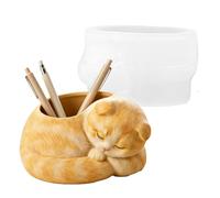 Molde De Silicona Para Maceta De Cactus | Molde de Gato Durmiente para Manualidades | para Portavelas - Para Amantes De Gatos Hogar Rústico Portavelas Cactus