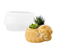 Molde de silicona para macetas de , molde de resina en forma de gato enrollado, molde para hacer cajas de almacenamiento, para amantes de los gatos, hogar, granja, , portavelas, plantas