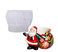 Molde de silicona para macetas | Suministros de fundición de Papá Noel de silicona 3D | Moldes de fundición de contenedores de dulces | para profesores de arte de yeso, entusiastas de las manualidades