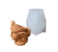 Molde de silicona para macetero con cabeza de estatua para manualidades de resina y cemento, molde de fundición con abierta para proyectos de decoración de portavelas y exhibición de, forma