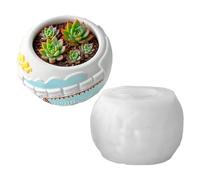 Molde De Silicona Para Macetero Con Relieve 3D Tren | Moldes Para Fundición De Decoración Hogar | Moldes de Silicona para Macetas Yeso Profesores Arte Organizadores Eventos Artistas Aficionados Manual