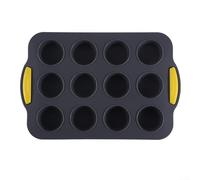 Molde de silicona para magdalenas con doce tazas antiadherentes y asa para hornear magdalenas, cupcakes, bocados de huevo y galletas, y fácil de limpiar (gris 2)