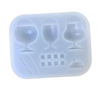 Molde de silicona para manualidades para pequeños amuletos de bebidas, plantilla de fundición de resina de múltiples cavidades de 96 x 75 mm con cuerpos de taza, cubos, formas de detalles de paja, de