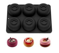 Molde de silicona para mousse francés de 6 agujeros, redondo, 3D, para pasteles, fondant, chocolate, postre, pudín, bandeja antiadherente para cubitos de hielo, forma de fruta, jabón, gelatina