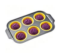Molde De Silicona Para Muffins | 6 Forros Para Hornear | Moldes Antiadherentes De Silicona Para Hornear - Galletas Brownies Chocolate Mantequilla Postre Almuerzo Cocina Comida Freidora De Aire