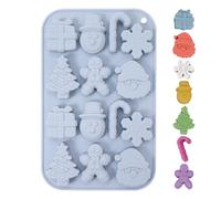 Molde de silicona para Navidad con 14 huecos y 14 huecos, molde de árbol de Navidad de silicona, para hornear pasteles y , pasta de azúcar, alimentos, dulces, jabón, galletas