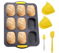 Molde de silicona para panecillos, antiadherente, resistente al calor, para pan casero, molde de silicona para baguettes, pan integral, perritos calientes, apto para lavavajillas y microondas (1)