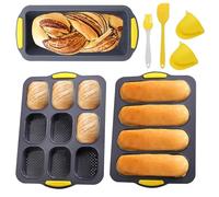 Molde de silicona para panecillos, antiadherente, resistente al calor, para pan casero, molde de silicona para baguettes, pan integral, perritos calientes, apto para lavavajillas y microondas (3)