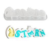 Molde de silicona para Pascua - Herramienta de creación de silicona con letras de conejo | Molde de yeso | para decoraciones de yeso, arte de resina y acentos de hogar y familiares