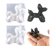 Molde de silicona para perro, 2 piezas de mini moldes de resina de globo 3D para perro, lindo molde de silicona para decoración hecha a mano, moldes para hacer jabón de velas de chocolate, postres de