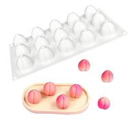 Molde de silicona para postre francés de 15 cavidades, moldes de silicona en forma de fruta 3D para mousse, pastel, chocolate, caramelo, pastelería, gelatina, helado (melocotón)