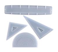 Molde de Silicona para Reglas, Transportador y Escuadra, Blanco | Silicona, Desmoldeo Fácil y Acabado Liso, Cuatro Tamaños para Proyectos de Resina y Taller