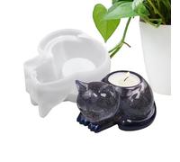 Molde de silicona para resina, molde de silicona para candelabros de hormigón, molde flexible con forma de gato para hacer candelabros para decoración del hogar, decoración de vacaciones, comedor