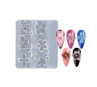 Molde de silicona para uñas de fácil liberación, con forma de flor, diseño de manicura, elegante, en relieve, accesorios para uñas