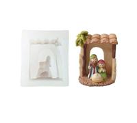 Molde de silicona para velas con temática de Belén, resistente calor, para velas hechas a mano, jabón, herramienta para hornear chocolate, fundición de resina, fibra de árbol, elastómero fundido