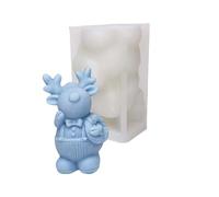 Molde de silicona para velas con temática navideña, diseños de renos y árboles para manualidades caseras y hornear, molde de silicona para velas navideñas