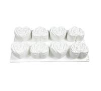 Molde de silicona para velas de jabón, estilo Heart Rose de 8 cavidades para golosinas hechas a mano, guarniciones de postres, días de horneado, preparación de celebraciones, forma de bandeja