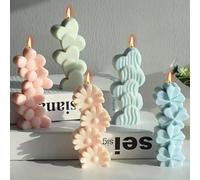 Molde de silicona para velas de trébol de flores de melocotón, resina epoxi, cera de aromaterapia, adorno decorativo, recuerdo de fiesta de boda de primavera-E