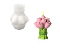 Molde de silicona para velas, diseños de tulipanes, fácil desmoldar para regalo hecho a mano y creación de velas decorativas, molde de decoración navideña