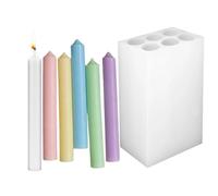 Molde de silicona para velas, forma cónica larga con 6 huecos, cilindro antiadherente fácil de soltar, resistente al calor, reutilizable, molde de columna, kit de fabricación de velas para bodas en
