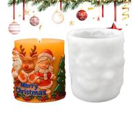 Molde De Silicona Para Velas Navideñas - Molde de Fundición con Relieve 3D de Reno, Santa y Niña - De Silicona Para Decoración Navideña - Para Velas, Resina Epoxi, Cemento, Arte
