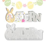 Molde de silicona Pascua Pascua Conejito Letras Silicona Herramientas de | Molde de decoración para vivir para decoración de yeso resina arte decoración del hogar fiesta DIY artesanía amantes