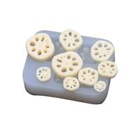 Molde de silicona realista que juega con alimentos seguros para manualidades en miniatura de lotos en rodajas de raíz, resina epoxi, herramienta para hacer joyas, molde escolar para proyectos de