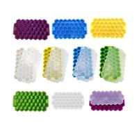 Molde de silicona reutilizable for cubitos hielo con 37 cavidades y tapas extraíbles, 10 unidades(Mix-10PCS)
