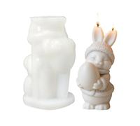 Molde de silicona reutilizable para conejito 3D - Estatuilla de conejo de Pascua | Molde de vela de aromaterapia con fusión de jabón, artesanía de bricolaje, decoración para