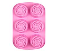 Molde de silicona rosa, silicona rosa, jabón de silicona, fácil lanzamiento, 6 Cavity Ice Block Tray, 9,6 x 6,4 x 1,2 pulgadas, para cócteles Juice Whiskey Jelly Chocolate