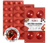 Molde de silicona semi esfera, moldes de chocolate de silicona, 3 paquetes de moldes para hornear para hacer chocolate, pasteles, gelatina, mousse domo (6 tazas, 15 tazas y 24 tazas)