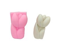 Molde de silicona suave con diseño de flores coloridas con forma de tulipanes, moldes de jabón, adornos de fundición festiva