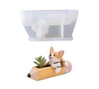 Molde de silicona único con forma de perro de lápiz, ideal para hacer pequeños soportes para plantas, platos de joyería y decoraciones hechas a mano. Molde de silicona