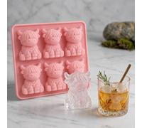 Molde de Silicona Vaca Highland, Cubiteras para Hielo Rosa 6 Cavidades Reutilizable, Molde Alimentario para Chocolate, Gelatina, Pudín, Jabón, Velas y DIY