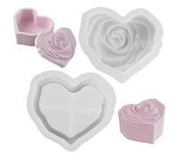 Molde de tarro en forma de corazón, moldes de resina de olla de silicona - Caja de almacenamiento Love con tapa, recipiente de molde de silicona | Decoración de flores de amor, moldes de caja