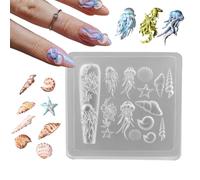 Molde de uñas - Molde de tallado de manicura | Moldes de silicona con temática de mar 3D para herramientas de fabricación de joyas de resina y accesorios para decoración del hogar y manualidades