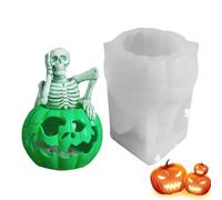 Molde de Vela Calabaza Esqueleto,Molde 3D de Vela Calavera Halloween - Decoración De Escritorio Para Hacer Jabón Resina Pastel Cupcake Chocolate Dulce