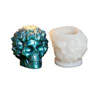 Molde de vela con forma de calavera, herramienta de silicona con textura de, soporte fácil de desmoldar, pieza de fundición de cera decorativa para proyectos de fabricación del hogar oscuro de