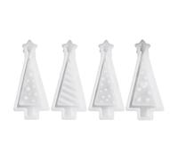 Molde de vela de árbol de Navidad: juego de columna de color verde azulado de silicona de 4 piezas para una fácil elaboración de lanzamiento, material duradero resistente al calor con diseño flexible,