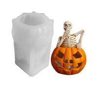 Molde de vela de calabaza de esqueleto, molde de vela de calavera de Halloween 3D, jabón de silicona para fondant hecho a mano, galletas, magdalenas, pasteles, decoración de aromaterapia, multicolor