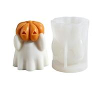Molde de vela de Halloween en silicona, molde para verter calabaza de personaje para decoración de temporada, yeso de resina y proyectos de cera Halloween personaje de silicona cera de calabaza
