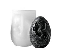 Molde de vela de huevo de dragón, arcilla de dragón de resina, moldes de silicona para de cumpleaños, recipiente de fundición de criaturas míticas con cavidades texturizadas flexibles