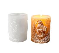 Molde de vela de Navidad, cilindro de silicona con diseño de Papá Noel en | El relieve en relieve crea un diseño elevado de Papá Noel y Navidad para molduras de velas, manualidades de resina