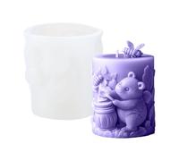 Molde de vela de oso, molde cilíndrico de fácil liberación, diseño de oso de miel, molde de silicona antiadherente de fácil liberación, para el hogar, resina, jabón, arcilla, yeso