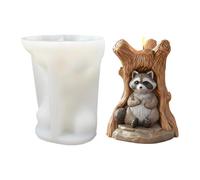 Molde de vela de racoon 3D, silicona, 7,8 x 9,5 cm, bonito molde de aromaterapia, molde para hacer jabón, ideal para dormitorio, escritorio, habitación, escuela, oficina, apartamento, pieza central