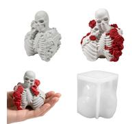Molde de vela de silicona con agujero de mecha, molde de fundición de esqueleto de pareja para proyectos de cera de Halloween, manualidades de resina, piezas de yeso y decoración de jabón, vela de de
